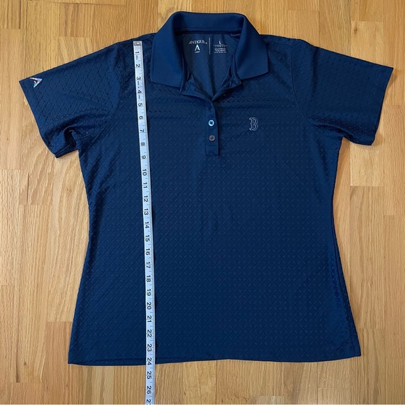 ANTIGUA WOMEN'S Boston Red Sox Logo Navy Blue Polo Size Large - Picture 6 of 10
